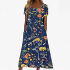 Kwiecista sukienka maxi w stylu boho o luźnym kroju | Elvara