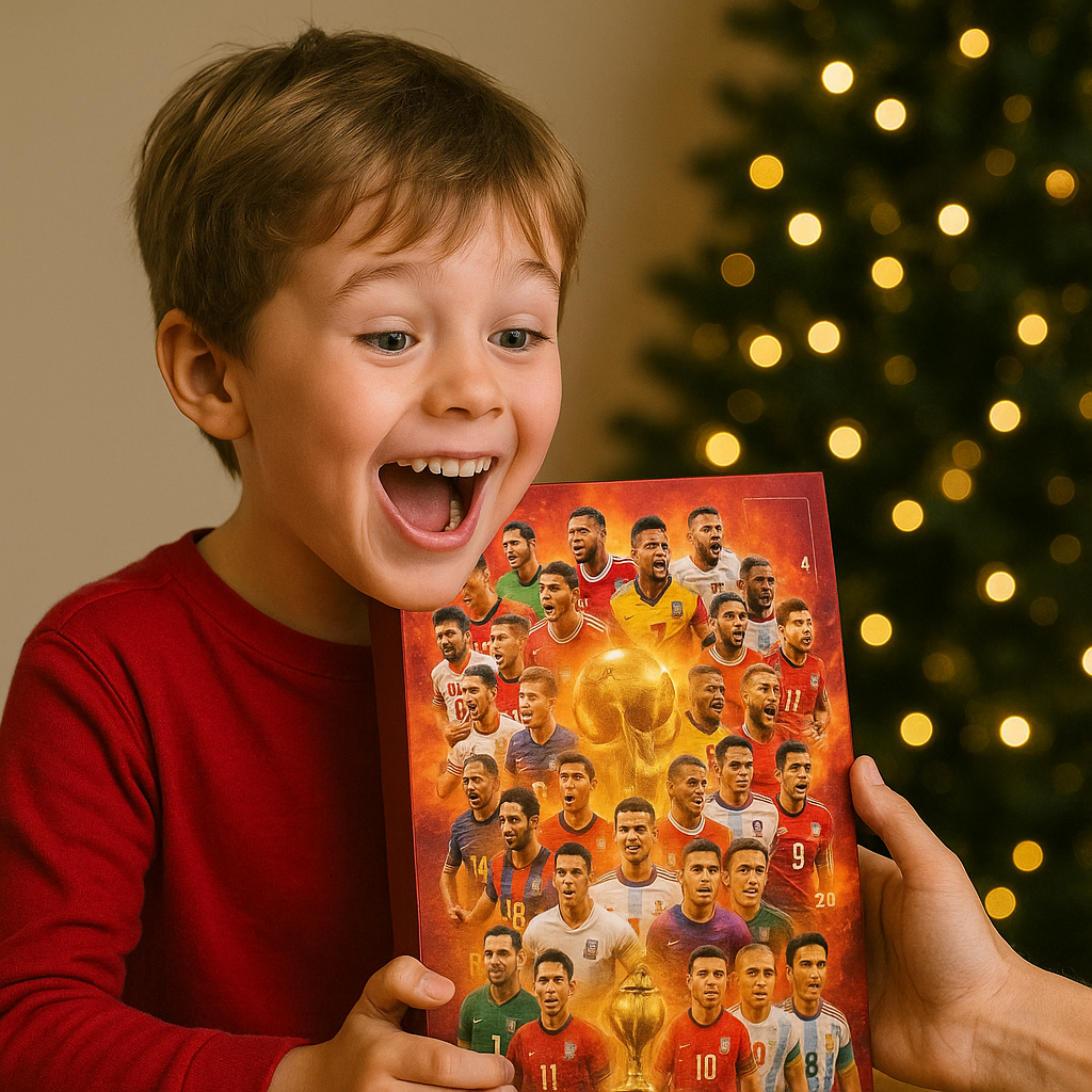 Fodboldjulekalender med 24 figurer og låger til nedtælling | FodboldAvent