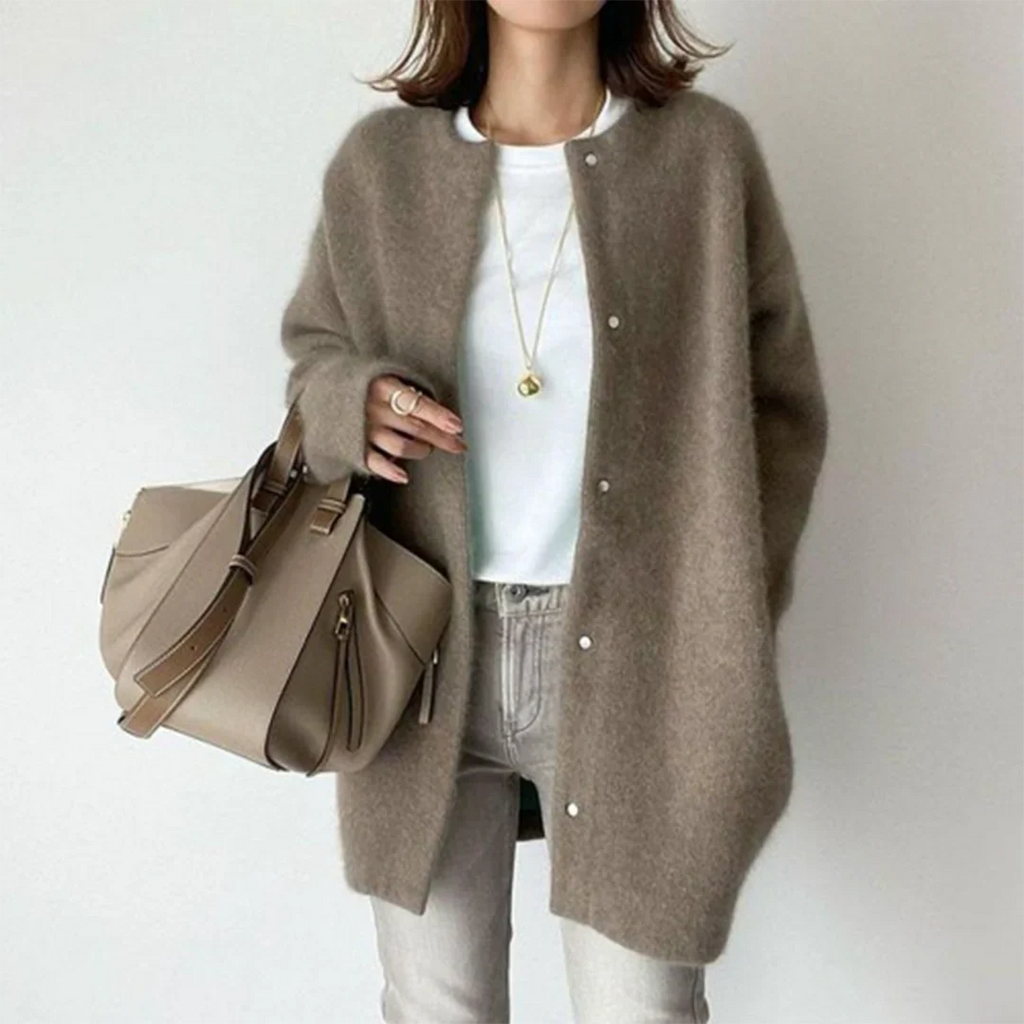 Strikket Cardigan Knapper Blød Kvalitet Elegant Stil | Elvara