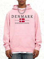 Unisex Hoodie Dansk Flag Print Fleeceforing Varm Komfort | Danvik