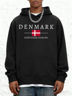 Unisex Hoodie Dansk Flag Print Fleeceforing Varm Komfort | Danvik