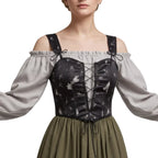 Dirndl-kjole til kvinder med puffærmer langt skørt og forklæde Oktoberfest | Lucía