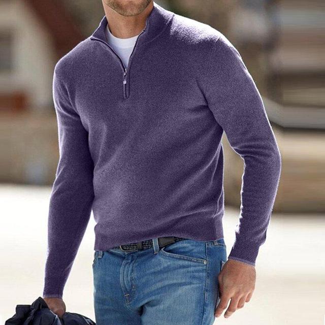 Sweter z dekoltem w serek i zamkiem Komfort Casual | Virex