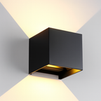 Moderne schwarze LED-Wandleuchte für Innenbeleuchtung, Würfelform, Wandmontage, Licht nach oben und unten