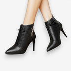 Botki Obcas Klamra Elegancka Teksturowane | Velnox