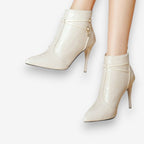 Botki Obcas Klamra Elegancka Teksturowane | Velnox