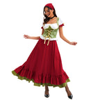 Damska sukienka dirndl z długą spódnicą gorsetem sznurowanym na Oktoberfest czerwona | Delaney