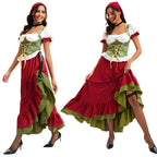 Damska sukienka dirndl z długą spódnicą gorsetem sznurowanym na Oktoberfest czerwona | Delaney