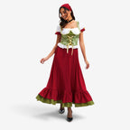 Damska sukienka dirndl z długą spódnicą gorsetem sznurowanym na Oktoberfest czerwona | Delaney
