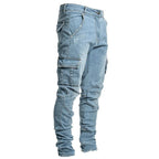 Lange cargo jeans til mænd med sidelommer og slim fit | Javier