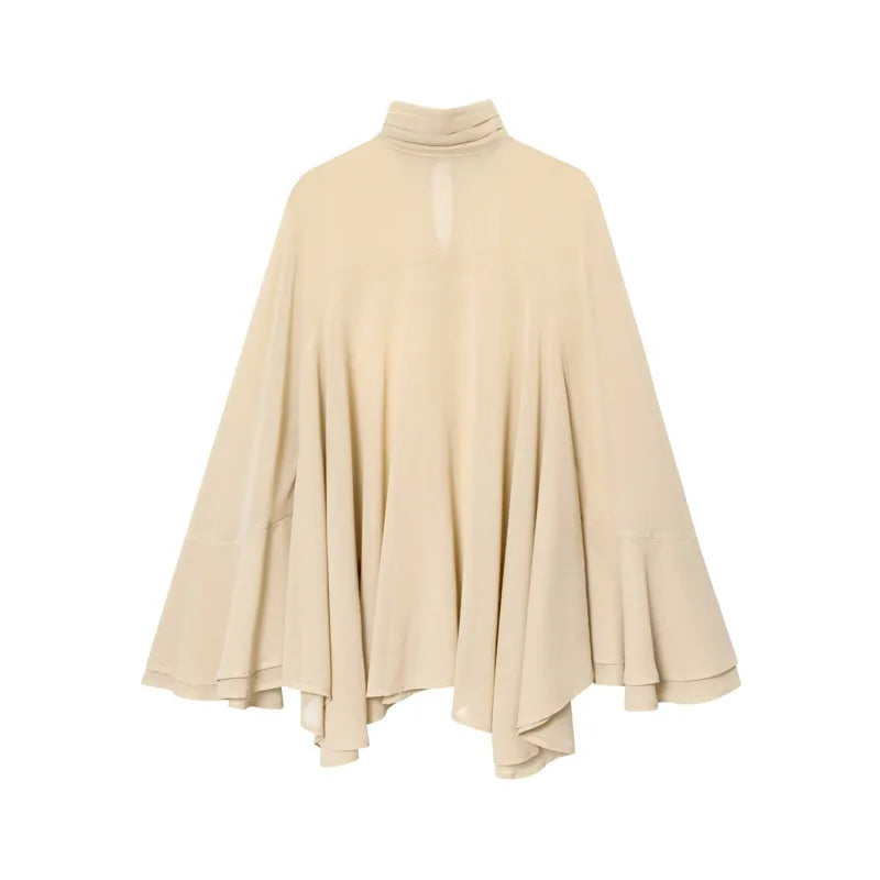Bluzka Peleryna Luźna Szyfonowa Elegancka | Zyrel
