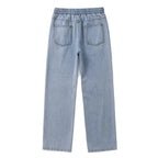 Løstsiddende herrejeans i denim med brede lige ben mellemhøj talje | Paul