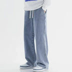 Baggy jeansy z elastyczną talią Lekko sprany denim | Calvix