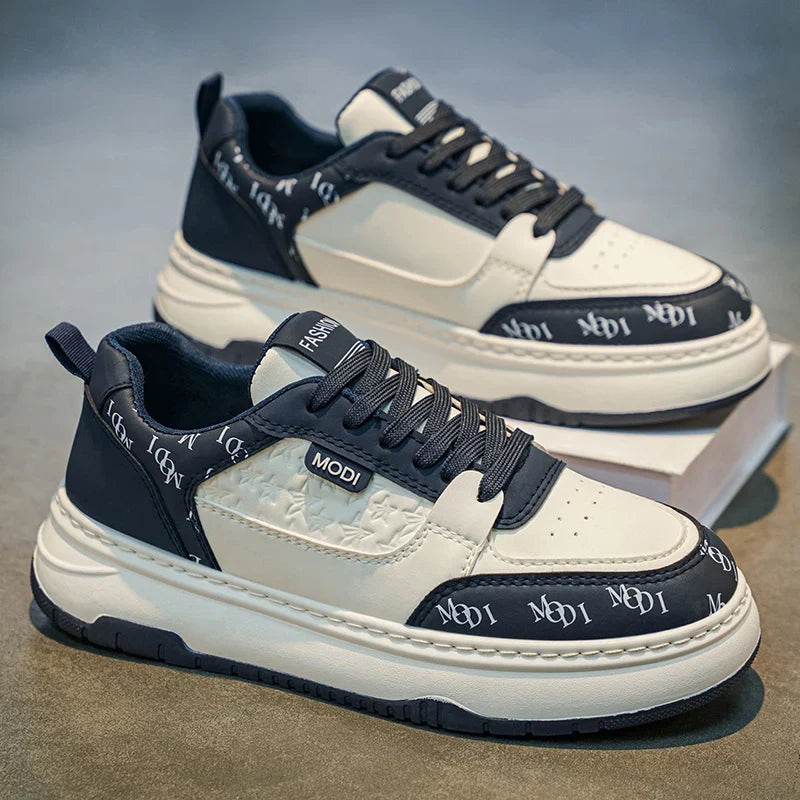 Męskie sneakersy na platformie ze sznurówkami, wykonane ze skóry ekologicznej | Valtor