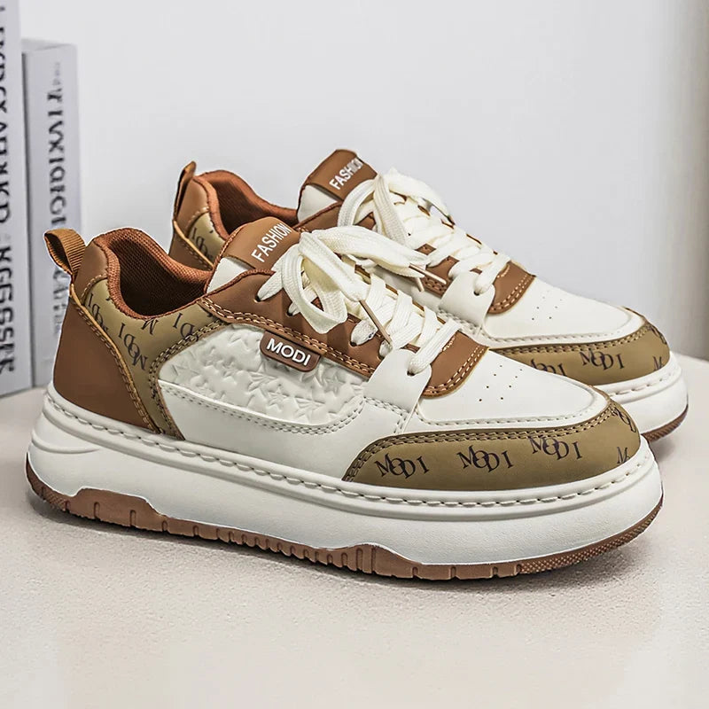 Męskie sneakersy na platformie ze sznurówkami, wykonane ze skóry ekologicznej | Valtor