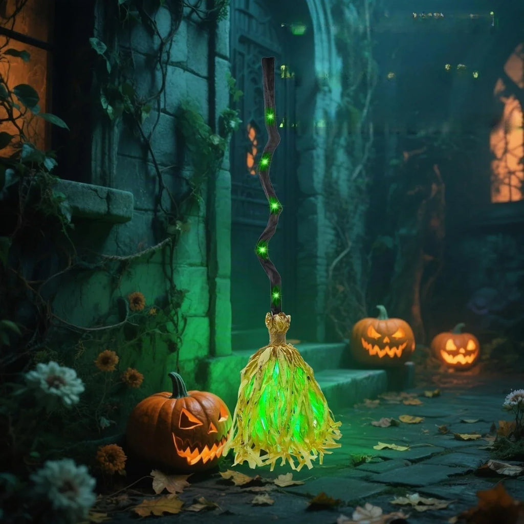Dekorativ Halloween heksekost med lys og bevægelse | Hexabela