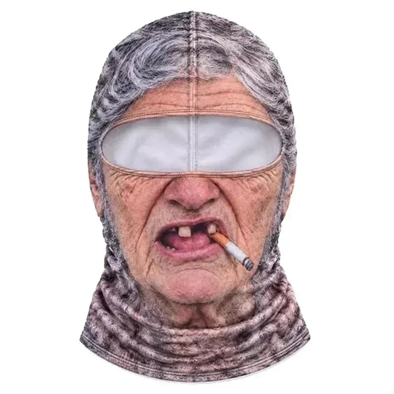 Balaclava ansigtsmaske med realistisk 3D-print elastisk polyester til ski og snowboard | Quentin
