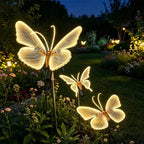 Dekoracyjna lampa LED z ruchomym motylem do ogrodu | solifly