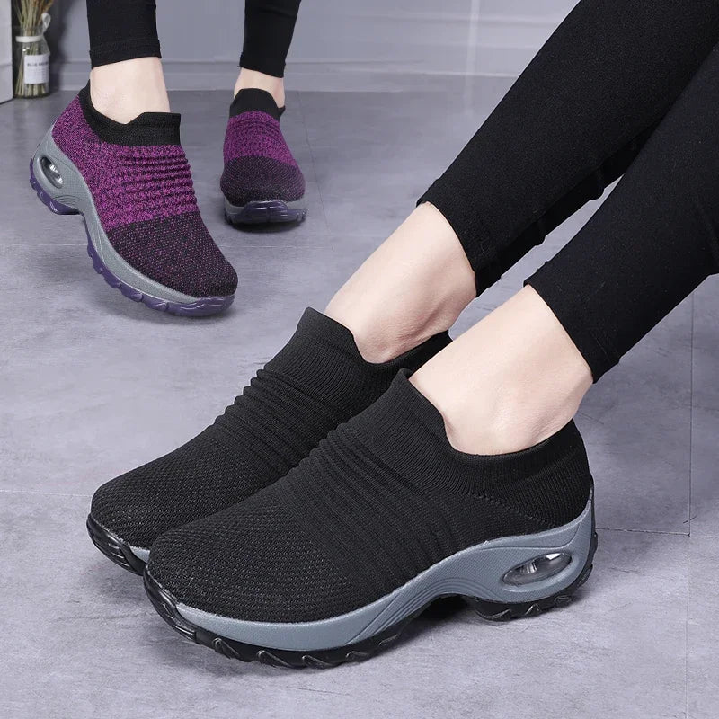 Praktiske slip-on damesko i mesh med gummiydersål | Velise