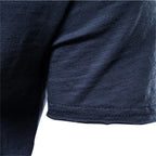 Orvex Linen Męski bawełniany T-shirt z krótkim rękawem i okrągłym dekoltem, swobodny na lato