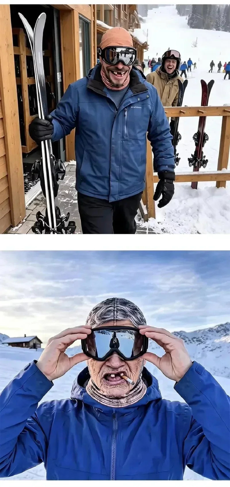 Balaclava ansigtsmaske med realistisk 3D-print elastisk polyester til ski og snowboard | Quentin