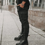 Lange cargo jeans til mænd med sidelommer og slim fit | Javier