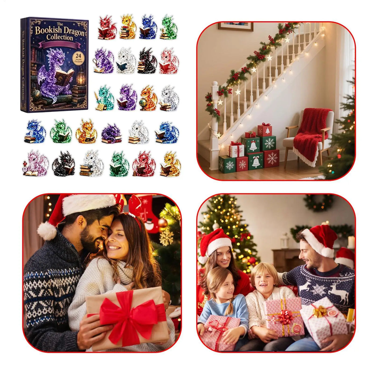 Julekalender med 24 flade dragefigurer i akryl | Dragadvent