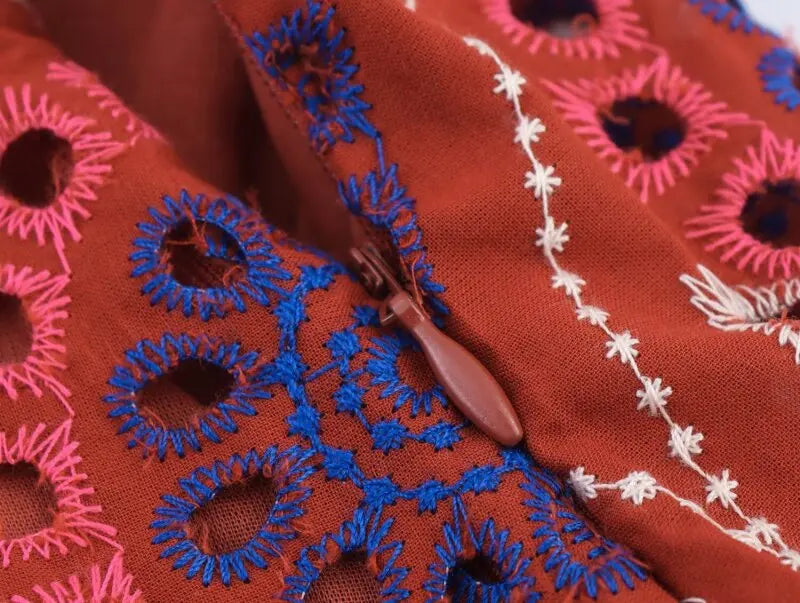 Haftowany boho komplet na lato: top i spódnica | Camelia