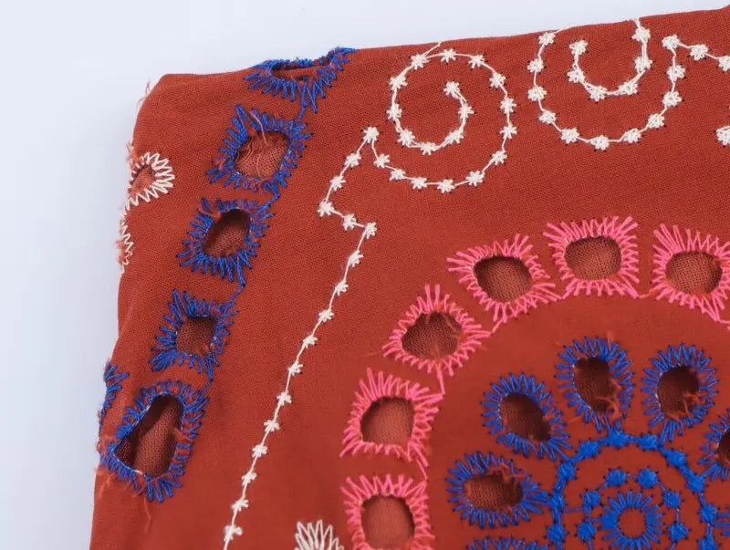 Haftowany boho komplet na lato: top i spódnica | Camelia