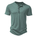 Elvorn Pike Kortærmet Herre T-Shirt Bomuld Henley Krave Sommer Casual