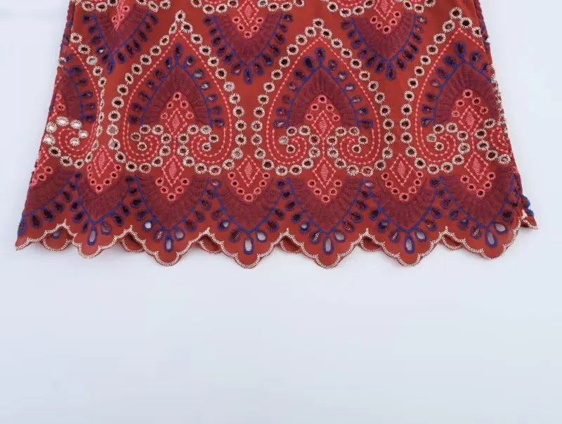 Haftowany boho komplet na lato: top i spódnica | Camelia