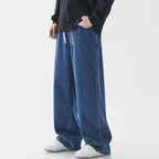 Baggy jeansy z elastyczną talią Lekko sprany denim | Calvix