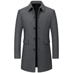 Lang herrefrakke med uld klassisk krave lommer og smart casual design | Gaëtan
