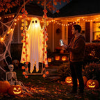 Wiszący duch Halloween z oświetleniem LED i pilotem | Spokaty