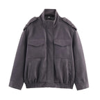 Jakke Loose Suede Look Zip Pocket | Elvara