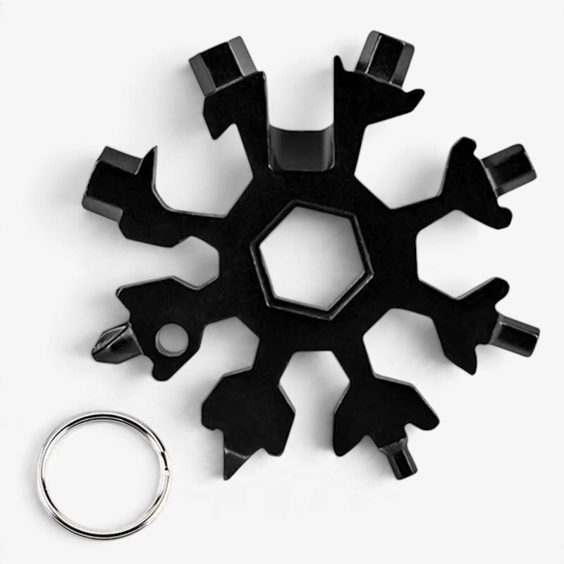 Kompakt 18-i-1 multifunktionsnøgle med snefnugdesign |ToolRing