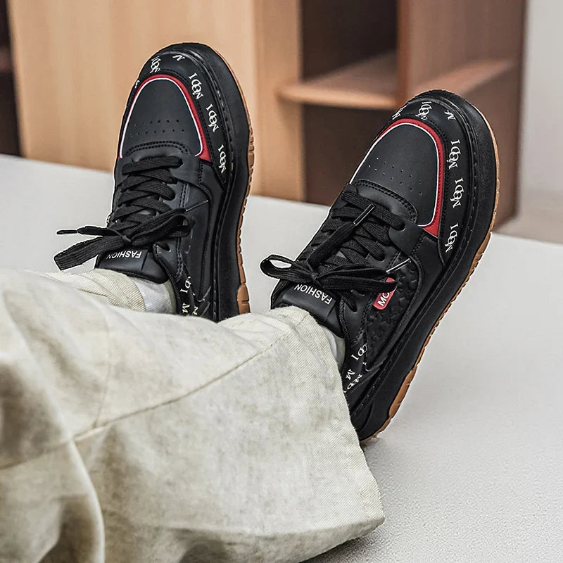 Herre sneakers med plateausål og snørebånd i kunstlæder | Valtor