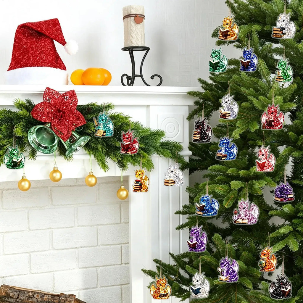 Julekalender med 24 flade dragefigurer i akryl | Dragadvent