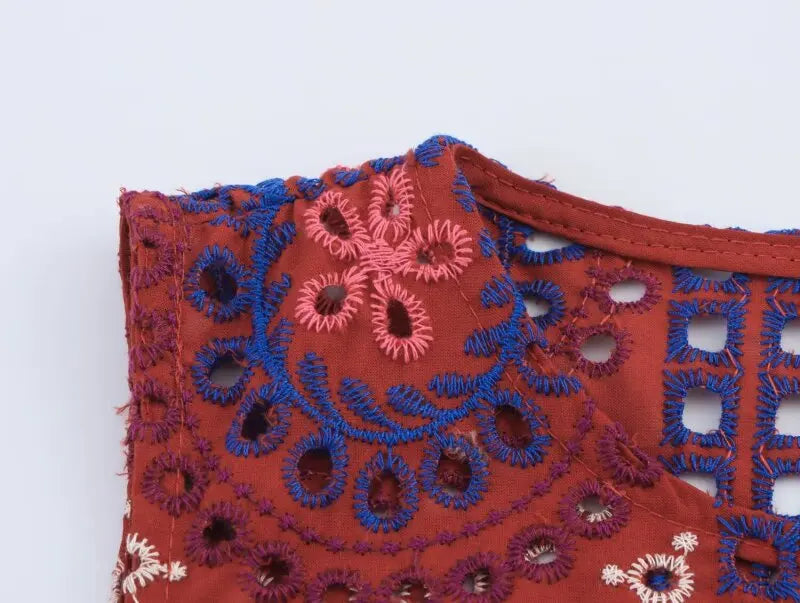 Haftowany boho komplet na lato: top i spódnica | Camelia