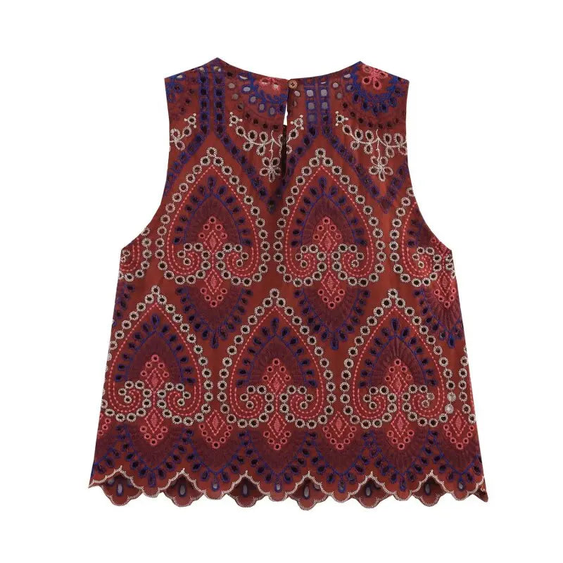 Haftowany boho komplet na lato: top i spódnica | Camelia