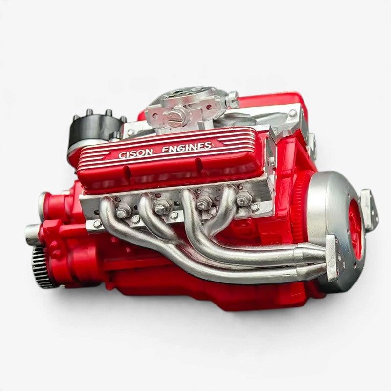 Mini V8 benzinmotor byggesæt med metaldele og CDI-tænding | Chargabuc