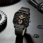 Square Armbåndsur Kvarts Læderrem Analog Design | Velmoro