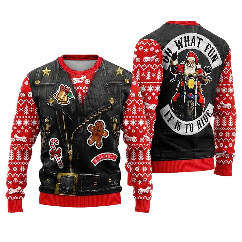 Unisex julesweatshirt med 3D-print rund hals lange ærmer let polyester | Noël