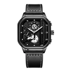 Square Armbåndsur Kvarts Læderrem Analog Design | Velmoro