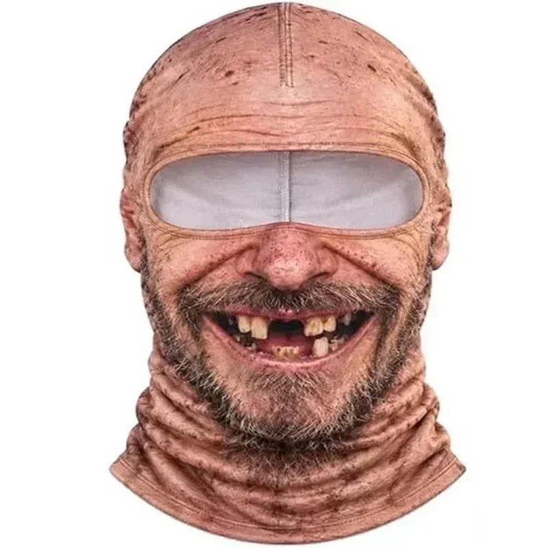 Balaclava ansigtsmaske med realistisk 3D-print elastisk polyester til ski og snowboard | Quentin