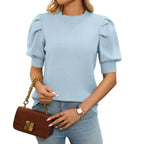 Bluse Puff Sleeve Letvægts Sommer Komfort | Velmira