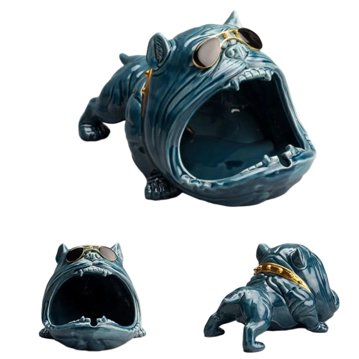 Ceramiczna figurka buldoga z wbudowaną tacką na klucze, biżuterię i dekoracje | Guy