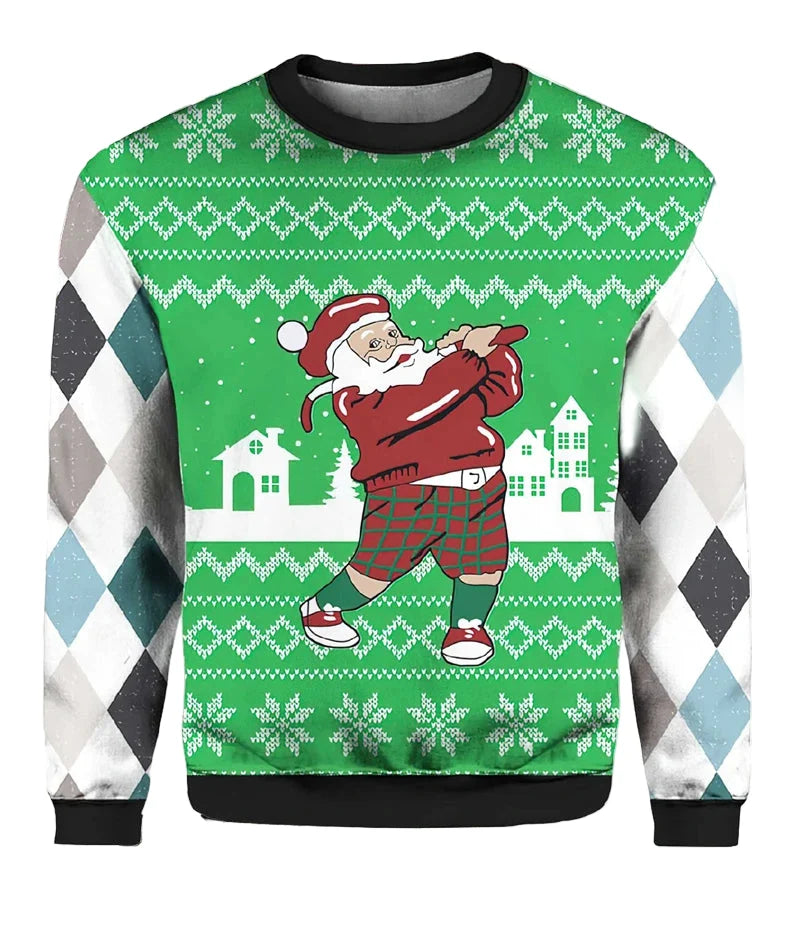 Unisex julesweatshirt med 3D-print rund hals lange ærmer let polyester | Noël