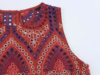 Top og Nederdel Broderet Boho Sommersæt | Camelia