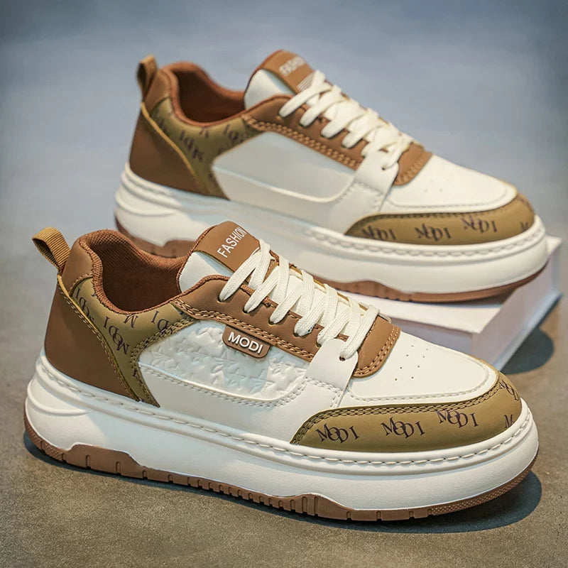 Herre sneakers med plateausål og snørebånd i kunstlæder | Valtor